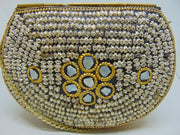 Silver pearl Mosaic stuuded Clutch Bag