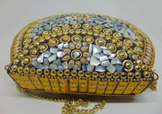 Silver pearl Mosaic stuuded Clutch Bag