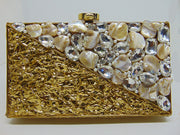 Metal MOP Stone handle clutch Purse