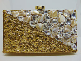 Metal MOP Stone handle clutch Purse