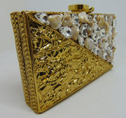 Metal MOP Stone handle clutch Purse