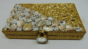 Metal MOP Stone handle clutch Purse