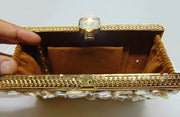 Metal MOP Stone handle clutch Purse