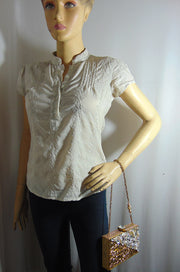Metal MOP Stone handle clutch Purse