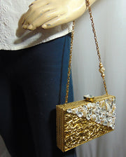 Metal MOP Stone handle clutch Purse