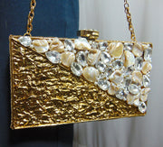Metal MOP Stone handle clutch Purse