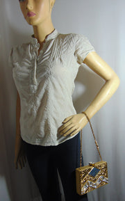 Avlone Metal MOP Stone  clutch Purse