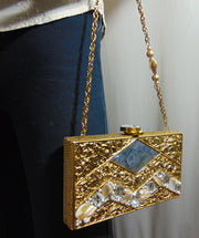 Avlone Metal MOP Stone  clutch Purse