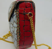 silver color mop stone Clutch Bag