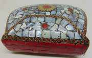 silver color mop stone Clutch Bag
