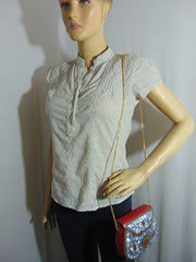 silver color mop stone Clutch Bag