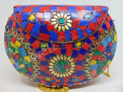 Multicolor mosaic stone chip Clutch Bag