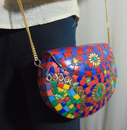 Multicolor mosaic stone chip Clutch Bag
