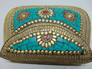 Mosaic stone Metal stud Clutch Bag