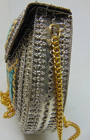 Mosaic stone Metal stud Clutch Bag