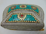 Mosaic stone Metal stud Clutch Bag