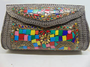 Antique Multicolor Mosaic stone Clutch Bag