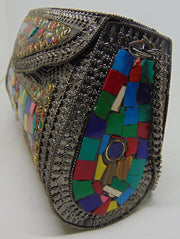 Antique Multicolor Mosaic stone Clutch Bag