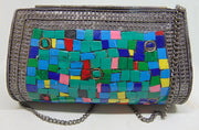 Antique Multicolor Mosaic stone Clutch Bag