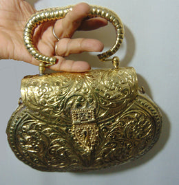 Handmade Carving Vintage Brass metal purse