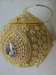 Potli Style Designer Metal Clutch Bag