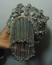 Silver Metal Pearl Beaded Potli Style Designer Bag