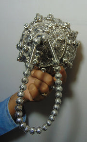 Silver Metal Pearl Beaded Potli Style Designer Bag