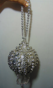 Silver Metal Pearl Beaded Potli Style Designer Bag