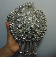 Silver Metal Pearl Beaded Potli Style Designer Bag