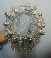 Silver Metal Pearl Beaded Potli Style Designer Bag