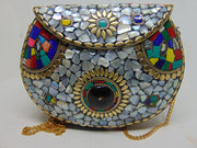 Mosaic Shell Metal Handbag