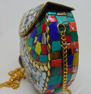 Mosaic Shell Metal Handbag