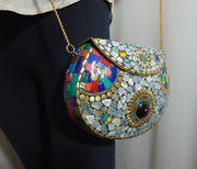 Mosaic Shell Metal Handbag
