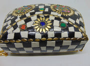 Black & White Mosaic Metal Clutches