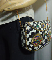 Black & White Mosaic Metal Clutches