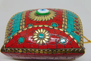 evil eye red & green Clutch Metal mosaic Purse