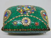 Ethnic Stone Mosaic Metal Clutch Purse