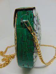 shell  Mosaic Stone Metal Clutch Purse