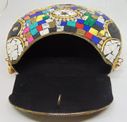 Multicolor Mosaic Stone Metal Clutch Purse