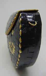 Metal Black Mosaic Stone Clutch Purse