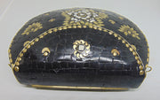 Metal Black Mosaic Stone Clutch Purse