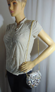 Mop Filled Metal Box Clutch Bag