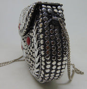 Red Resin stone Siver Metal Clutch gold  Bag