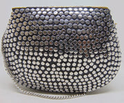 Red Resin stone Siver Metal Clutch gold  Bag