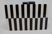 verical stripe wood Resin Box clutch purse