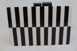 verical stripe wood Resin Box clutch purse