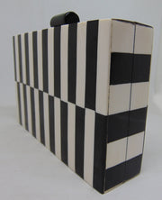 verical stripe wood Resin Box clutch purse
