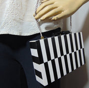 verical stripe wood Resin Box clutch purse