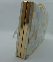 slim Rectangle  horizontal Pearls Chips clutch