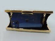 slim Rectangle  horizontal Pearls Chips clutch